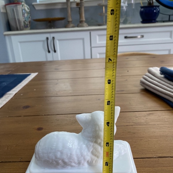 Westmorland White Milk (TOP ONLY) lGlass Cat w/ blue Glass Eyes Butter Dish Top - Picture 6 of 9